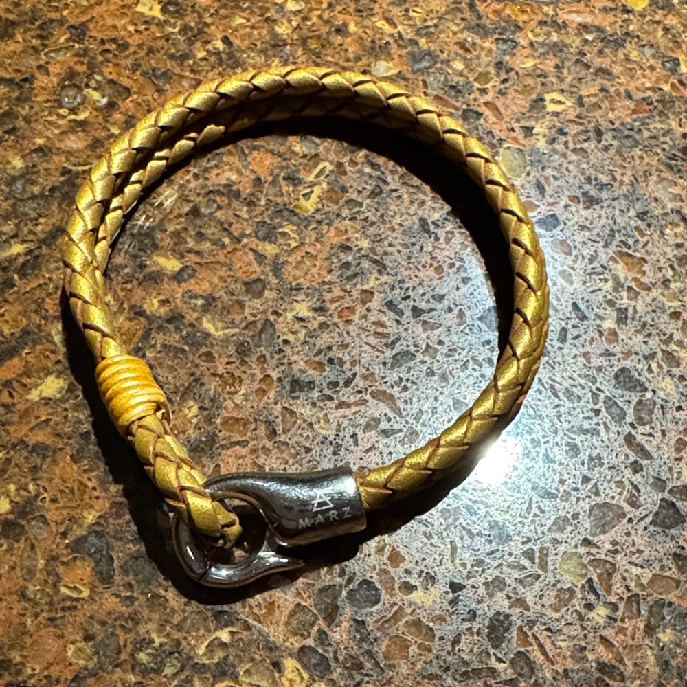 Marz Gold Braided Leather Bracelet